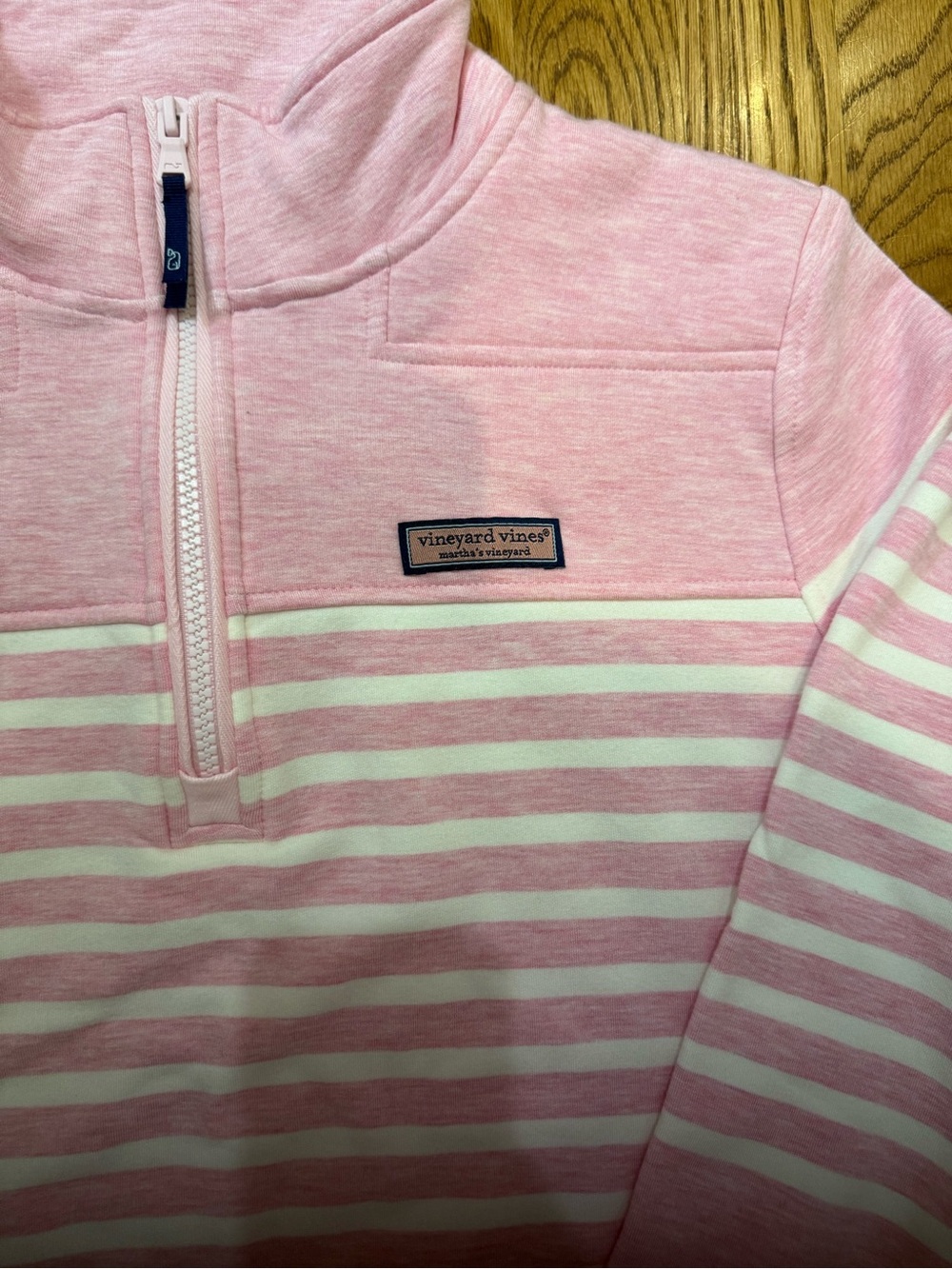 Vineyard Vines Pink and White Striped Half-Zip Pullover - Picture 2 of 5